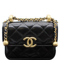 Chanel 21A Mini Flap Coin Leather Purse Crossbody Bag Black