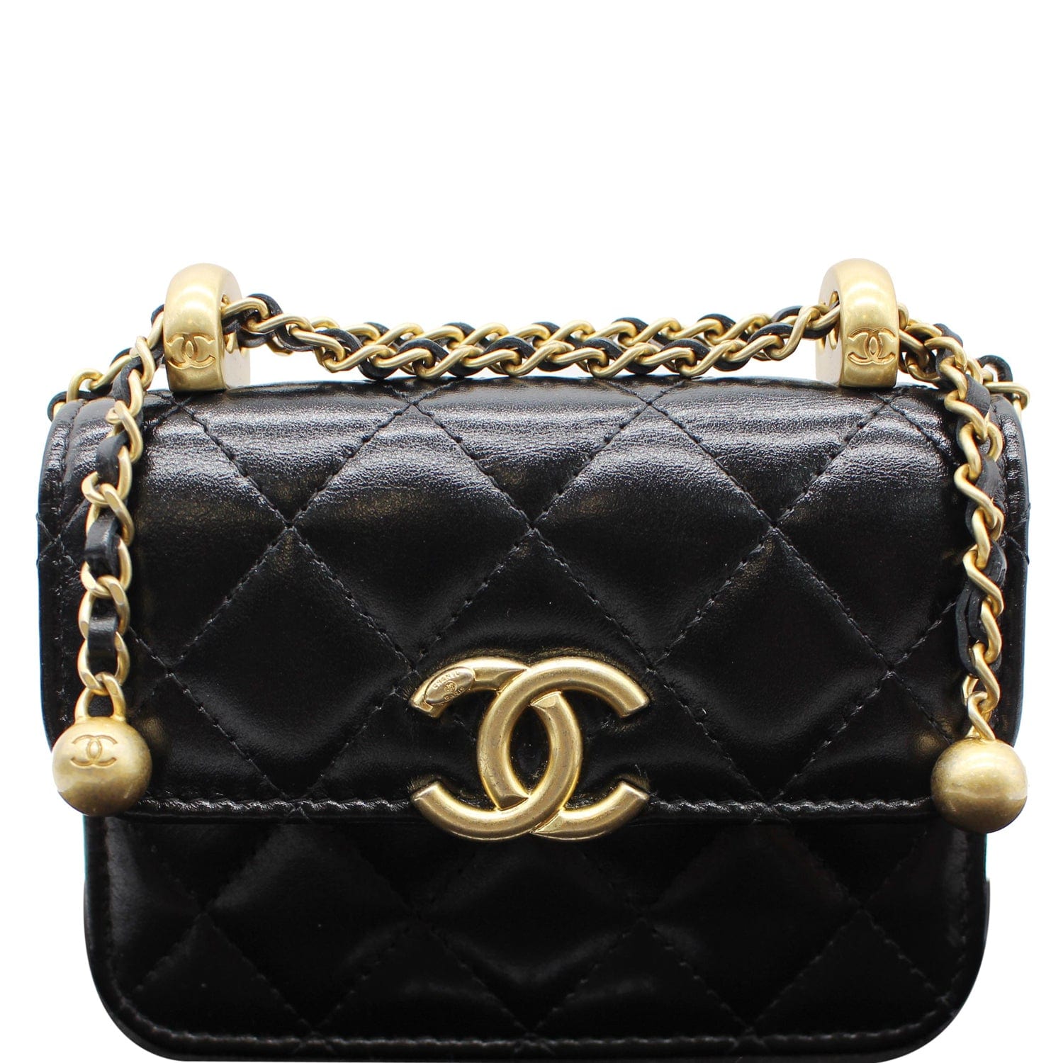 Chanel 21A Mini Flap Coin Leather Purse Crossbody Bag Black