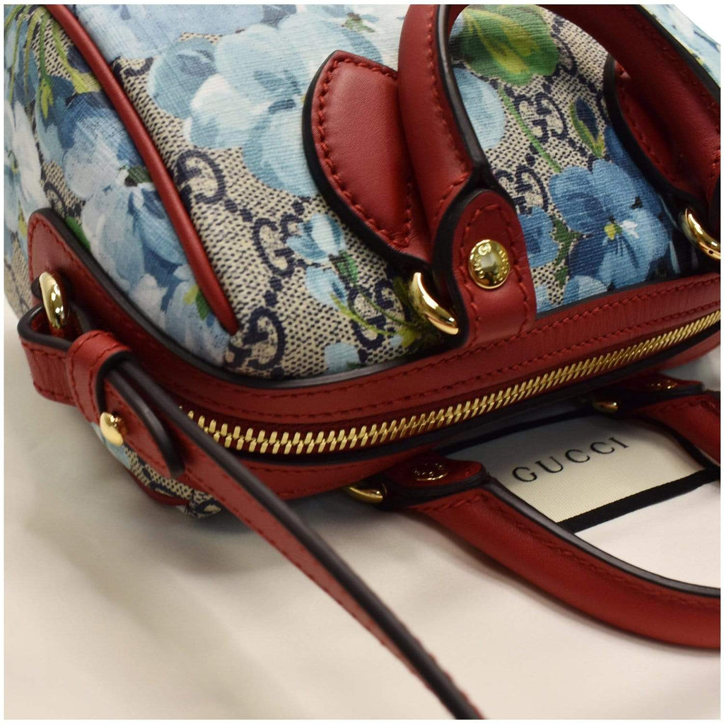GUCCI Mini Blooms Gucci Supreme Canvas Top Handle Crossbody Bag Red 546312
