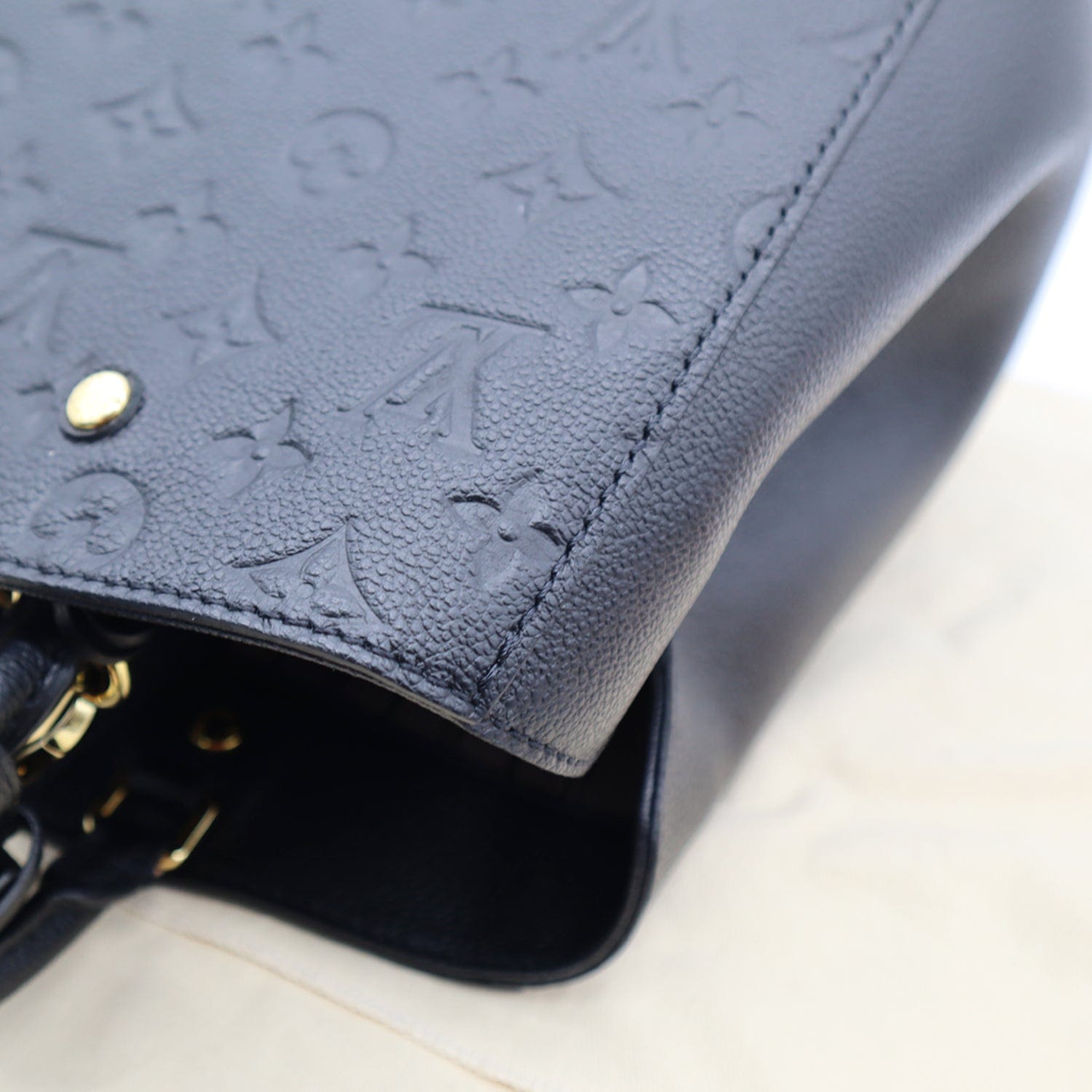 LOUIS VUITTON Montaigne GM Empreinte Leather Shoulder Bag Black