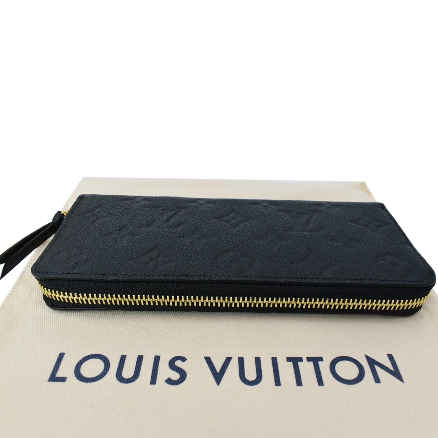LOUIS VUITTON Clemence Empreinte Leather Wallet Black