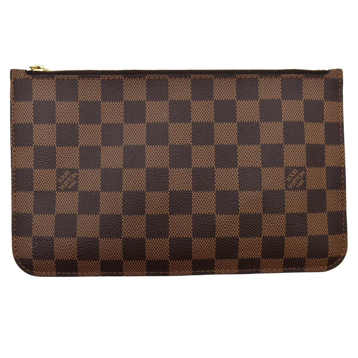 LOUIS VUITTON Neverfull MM Damier Ebene Pochette Wristlet Pouch Brown