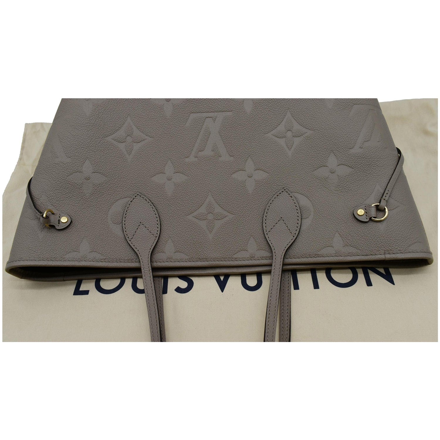 LOUIS VUITTON Neverfull MM Monogram Empreinte Tote Bag Beige