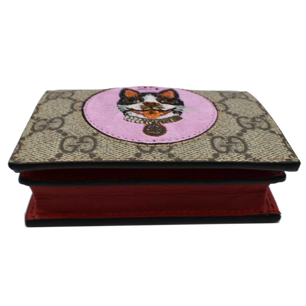 GUCCI Bosco Patch Gucci Supreme Canvas Card Case Wallet Beige 506277