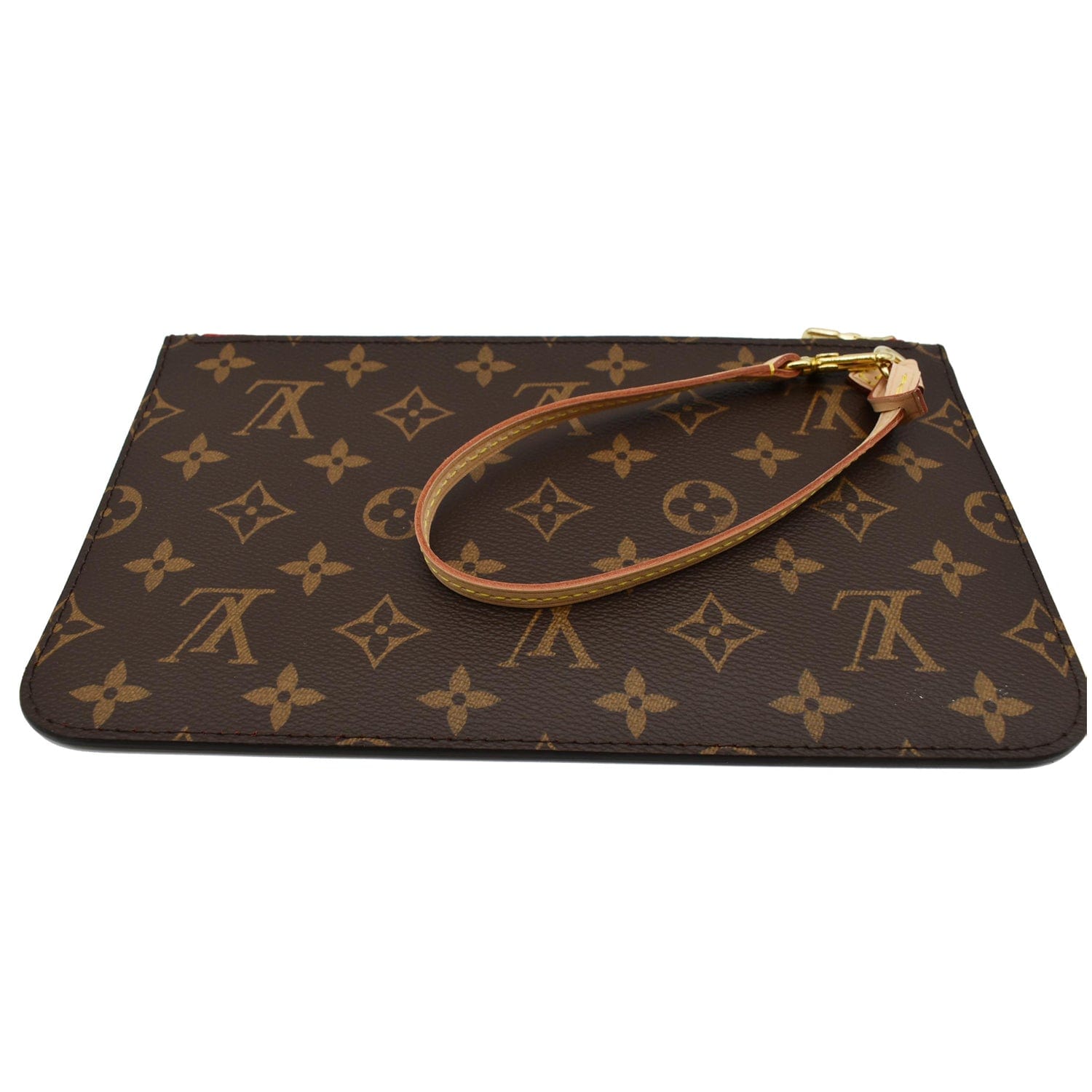LOUIS VUITTON Neverfull MM Monogram Canvas Pochette Wristlet Pouch Brown