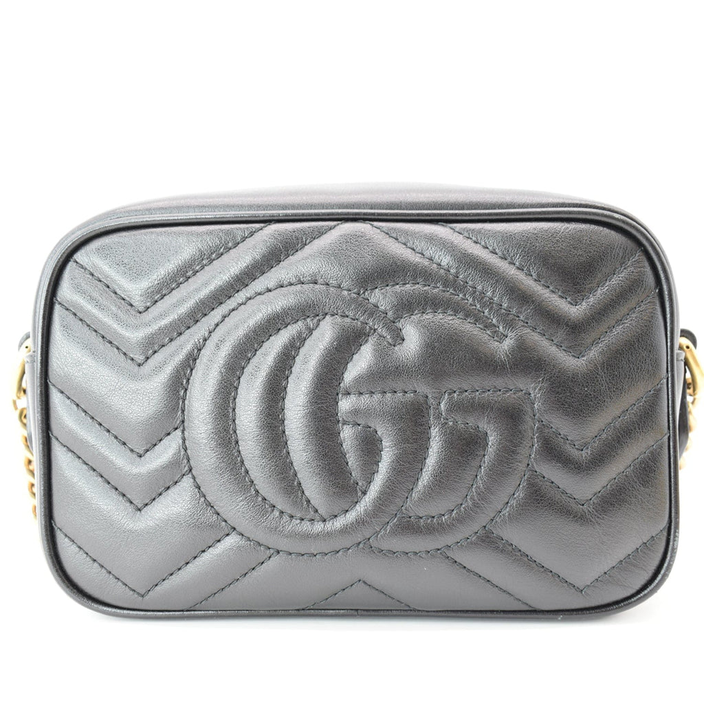 GUCCI Gucci Marmont Matelasse Mini Leather Crossbody Bag Black 448065