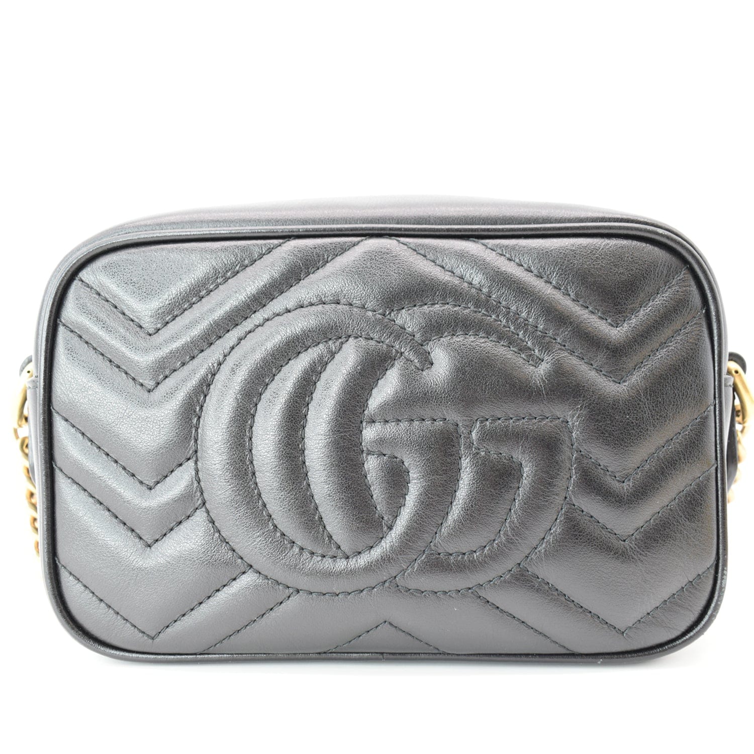 GUCCI Gucci Marmont Matelasse Mini Leather Crossbody Bag Black 448065
