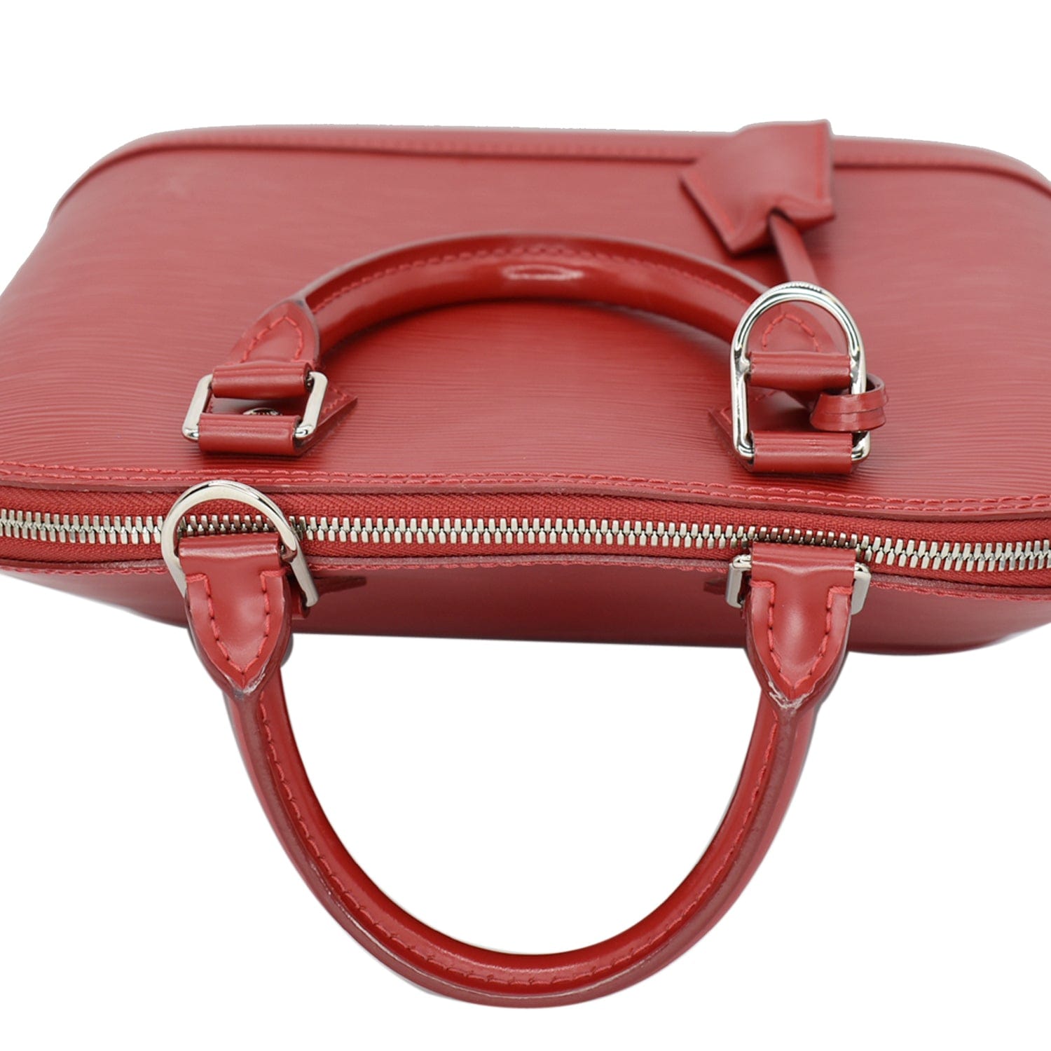 LOUIS VUITTON Alma PM Epi Leather Satchel Bag Red