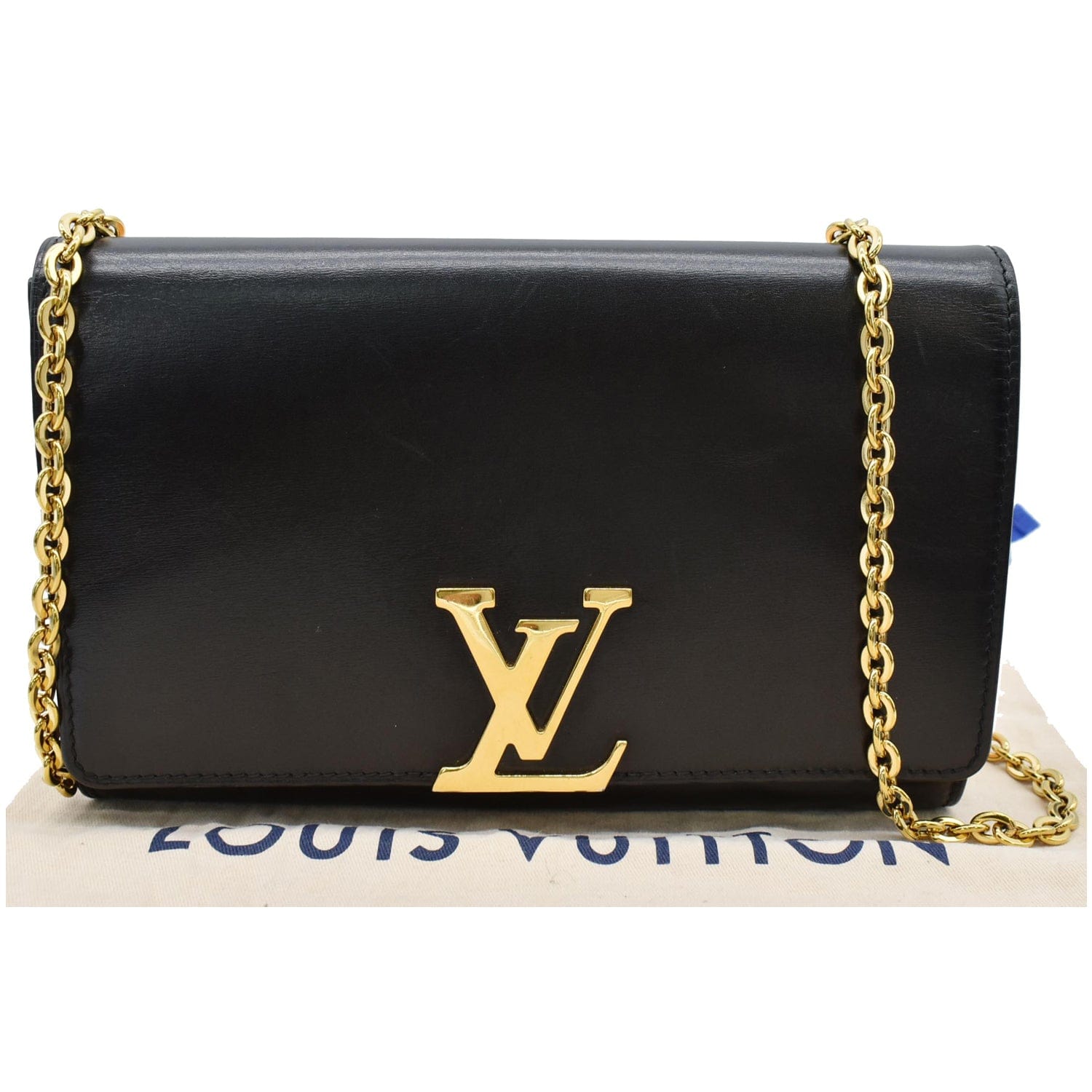 LOUIS VUITTON Chain Louise GM  Leather Shoulder Bag Black