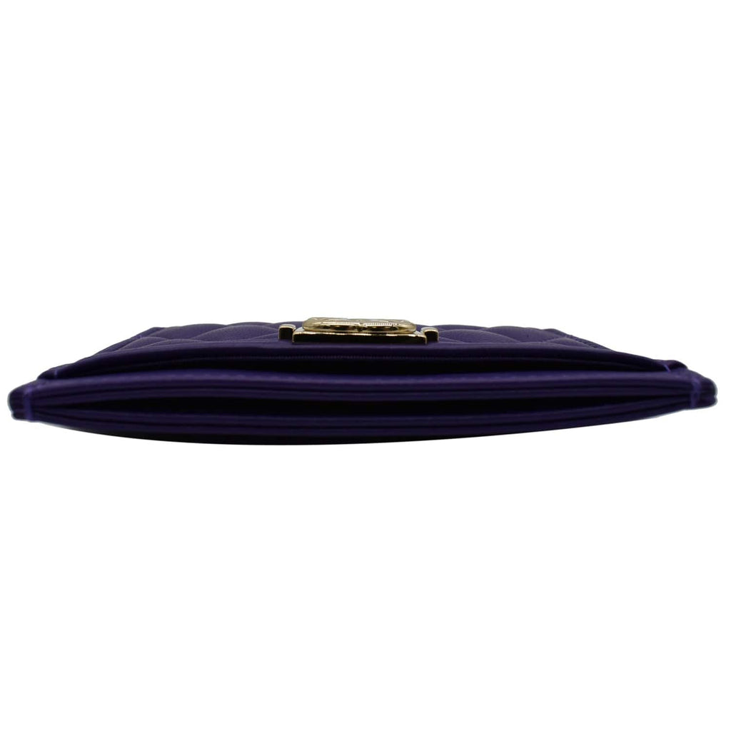 Chanel Boy Leather Card Holder Purple