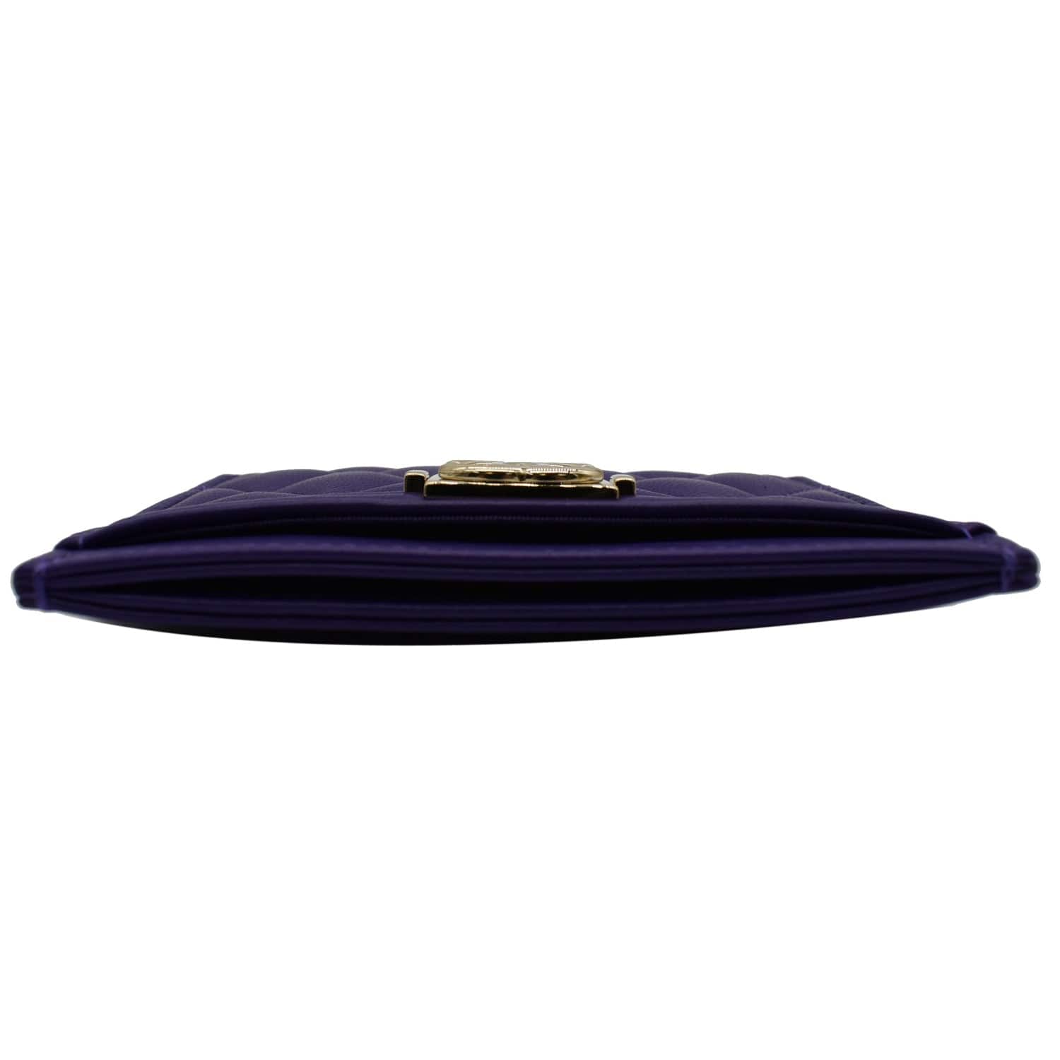 Chanel Boy Leather Card Holder Purple