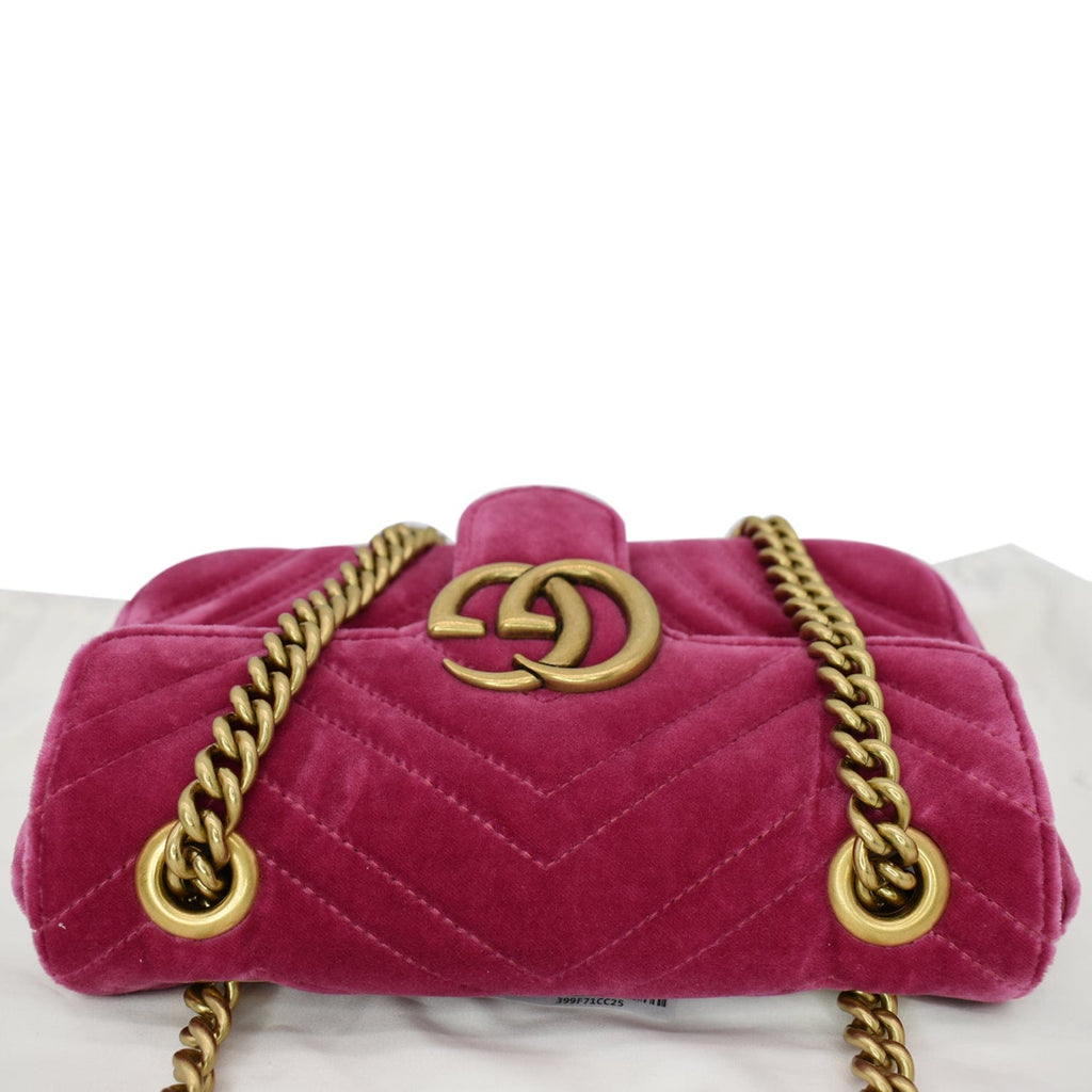 GUCCI Gucci Marmont Velvet Mini Shoulder Crossbody Bag Pink 446744
