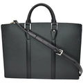 LOUIS VUITTON Lozan Taiga Leather Briefcase Shoulder Bag Black
