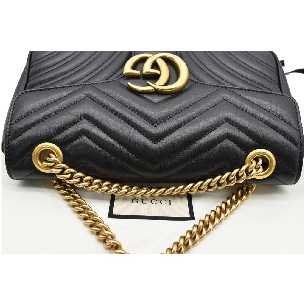 GUCCI Gucci Marmont Small Matelasse Leather Crossbody Bag Black 443497