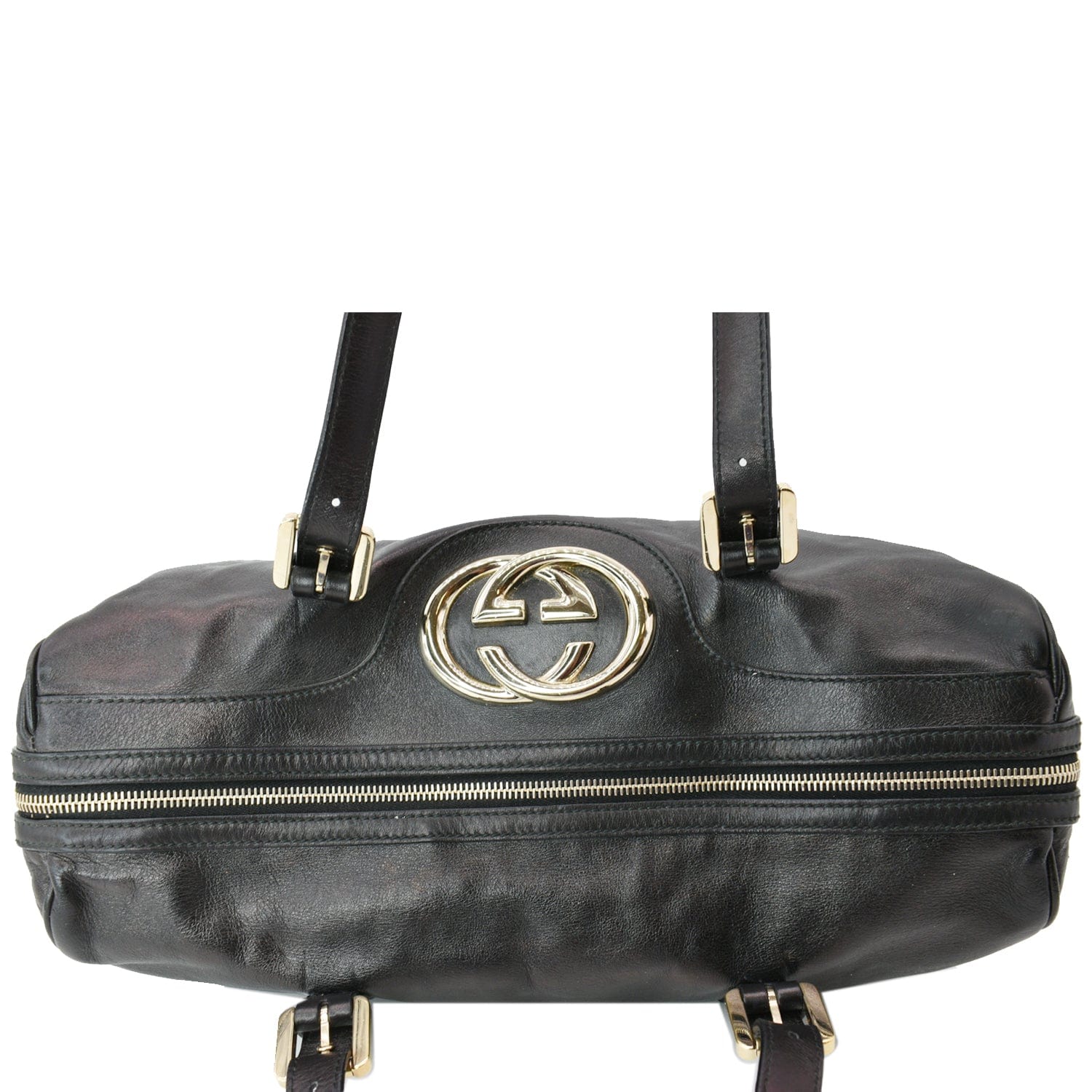 GUCCI Britt Leather Satchel Bag Black 170010