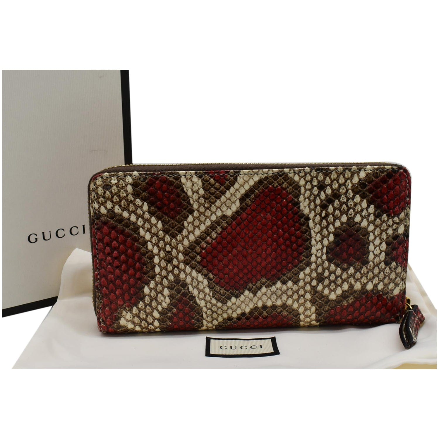 GUCCI Gucci Marmont Python Leather Zip Around Wallet Multicolor 456117