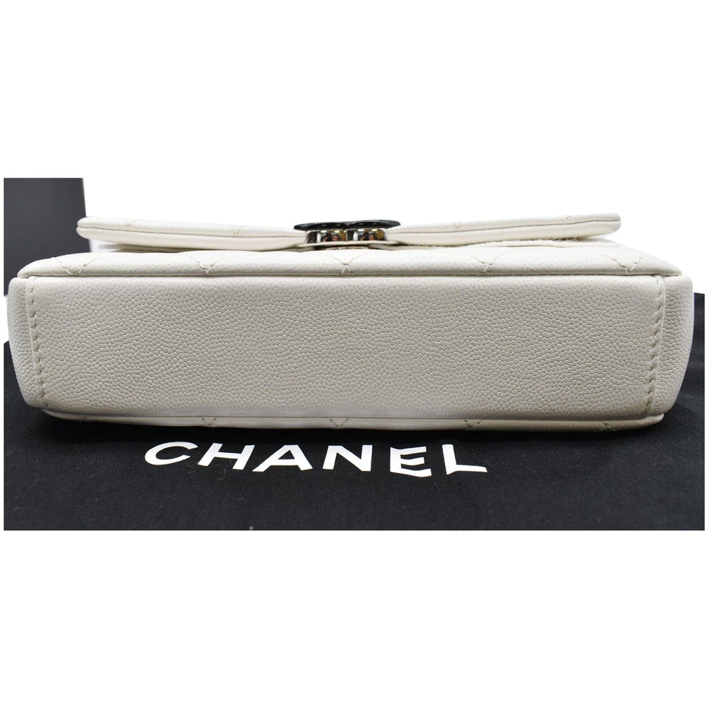 Chanel My Everything Small Caviar Quilted Leather Flap Shoulder Bag White