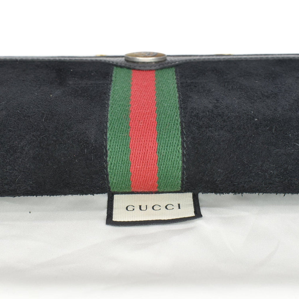 GUCCI Ophidia Suede New 1:1 Rep Web Leather Wallet On Chain Crossbody Bag Black 546592