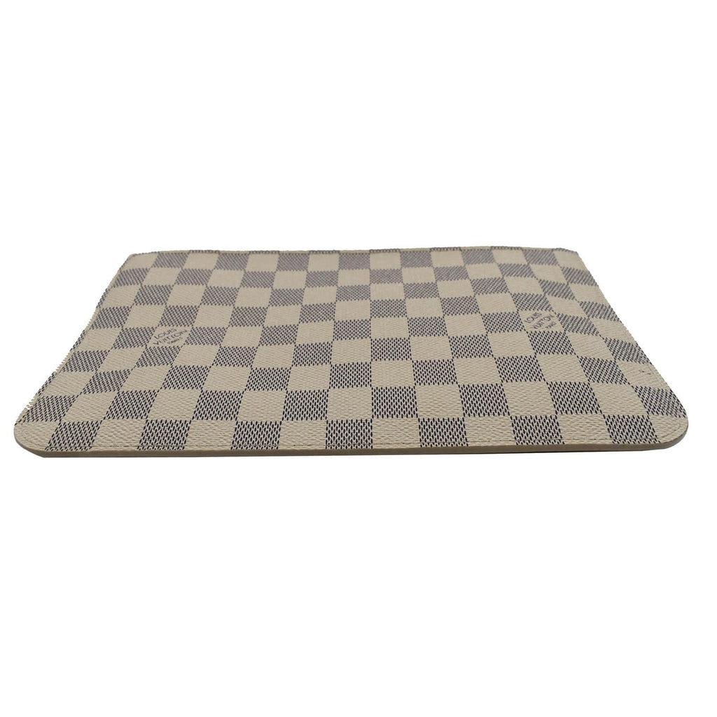 LOUIS VUITTON Neverfull MM Damier Azur Pochette Wristlet Pouch White