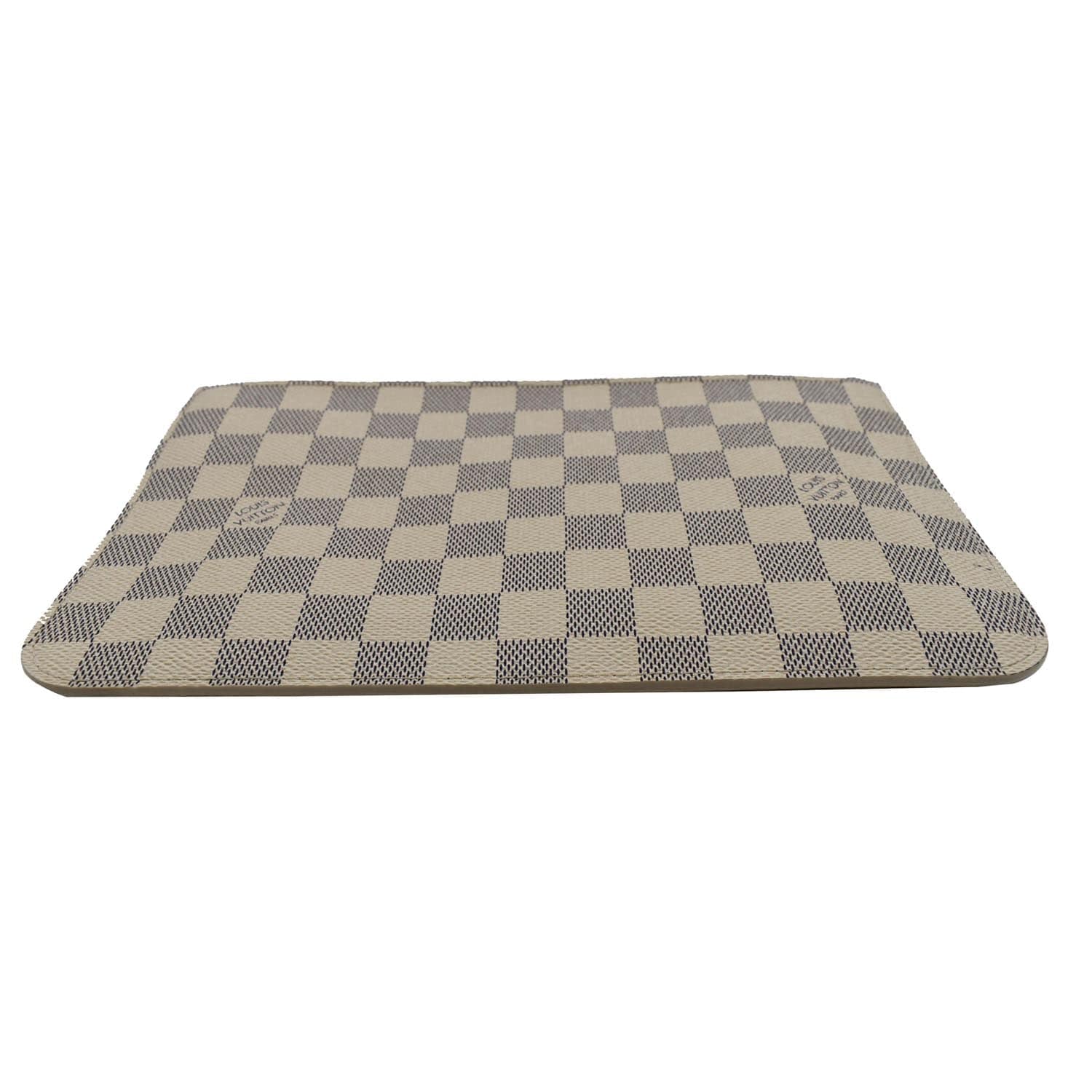 LOUIS VUITTON Neverfull MM Damier Azur Pochette Wristlet Pouch White