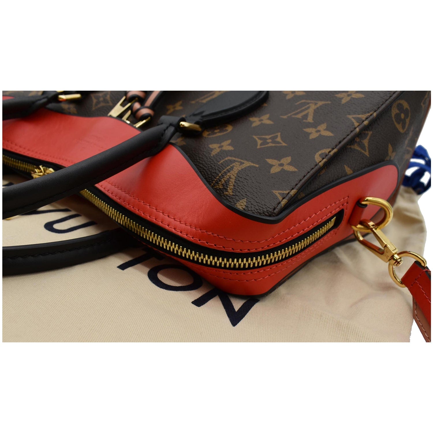 LOUIS VUITTON Tuileries Monogram Canvas Tote Shoulder Bag Red