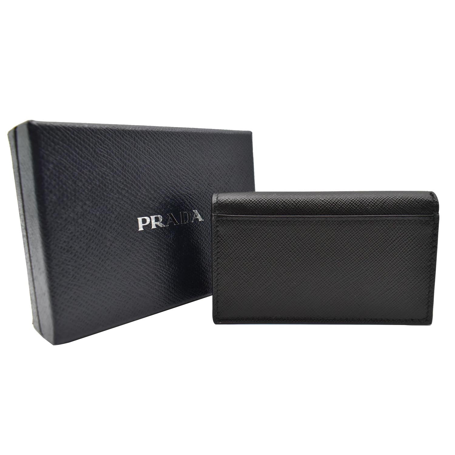 PRADA Saffiano Leather Active Card Holder Wallet Black- 15% OFF