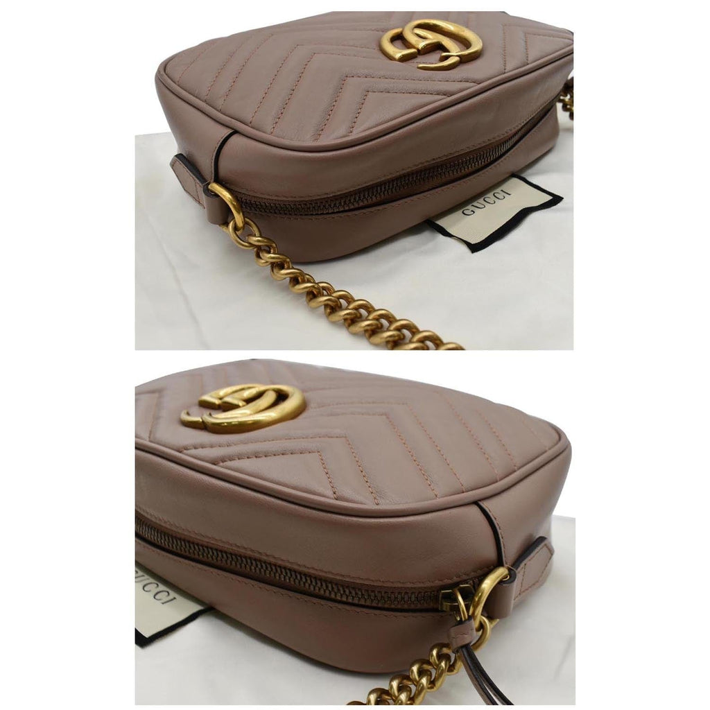 GUCCI Gucci Marmont Small Matelasse Leather Crossbody Bag Taupe 447632