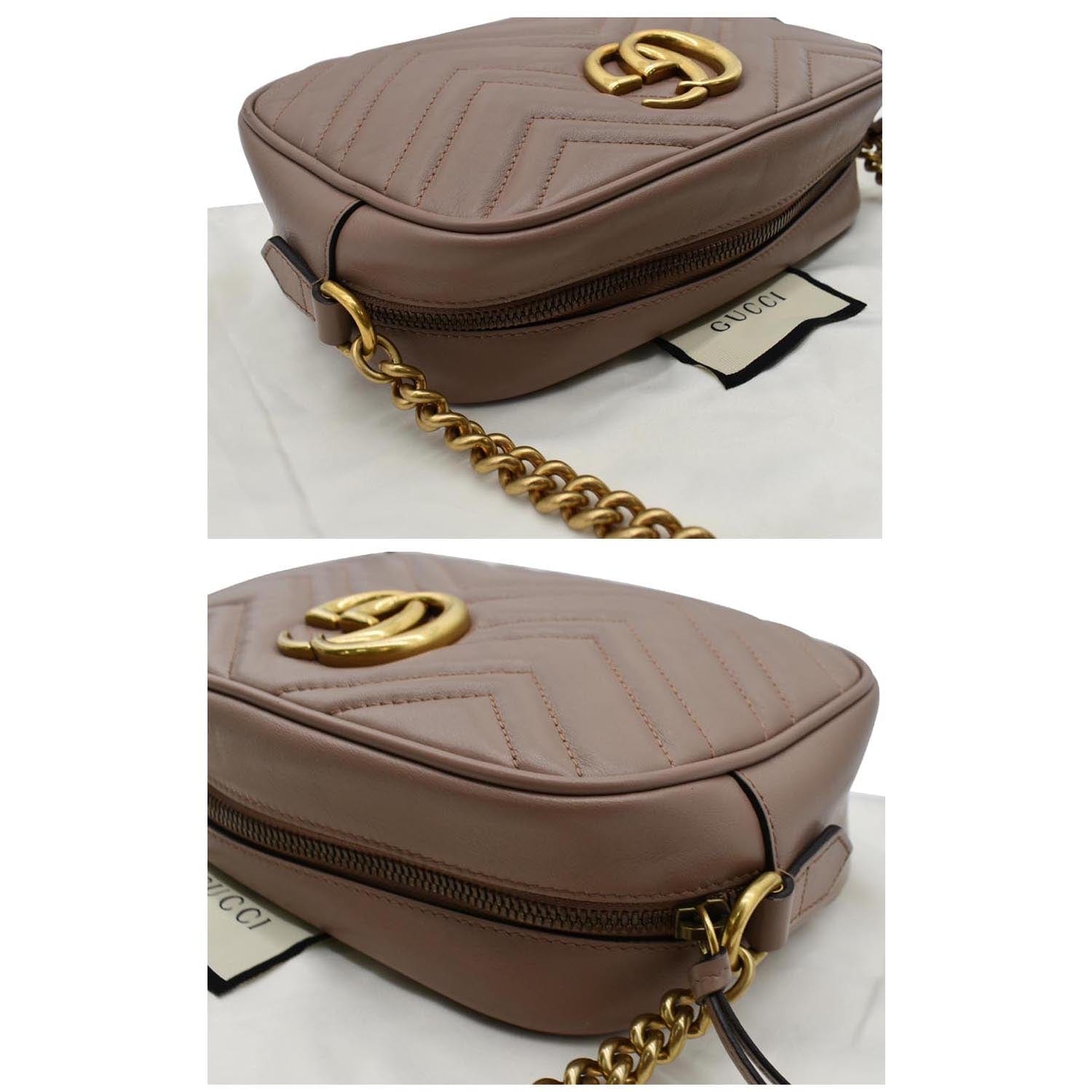 GUCCI Gucci Marmont Small Matelasse Leather Crossbody Bag Taupe 447632