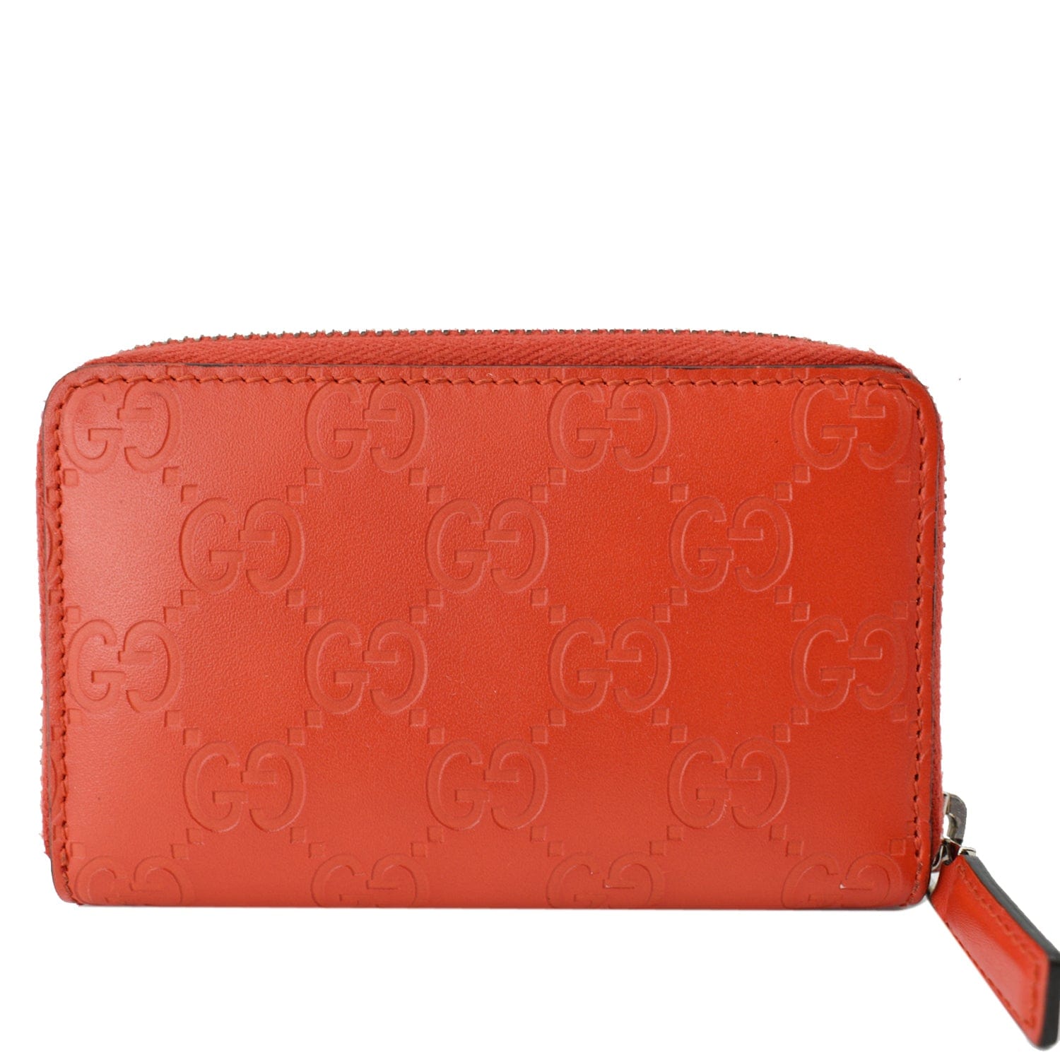 GUCCI Gucci Leather Zip Around Wallet Red 255452