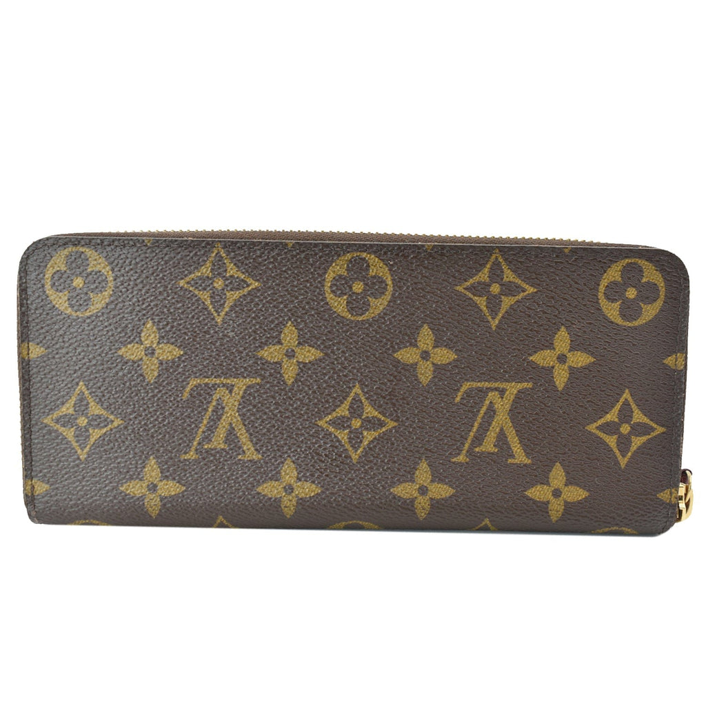 LOUIS VUITTON Clemence Monogram Canvas Zippy Wallet Brown