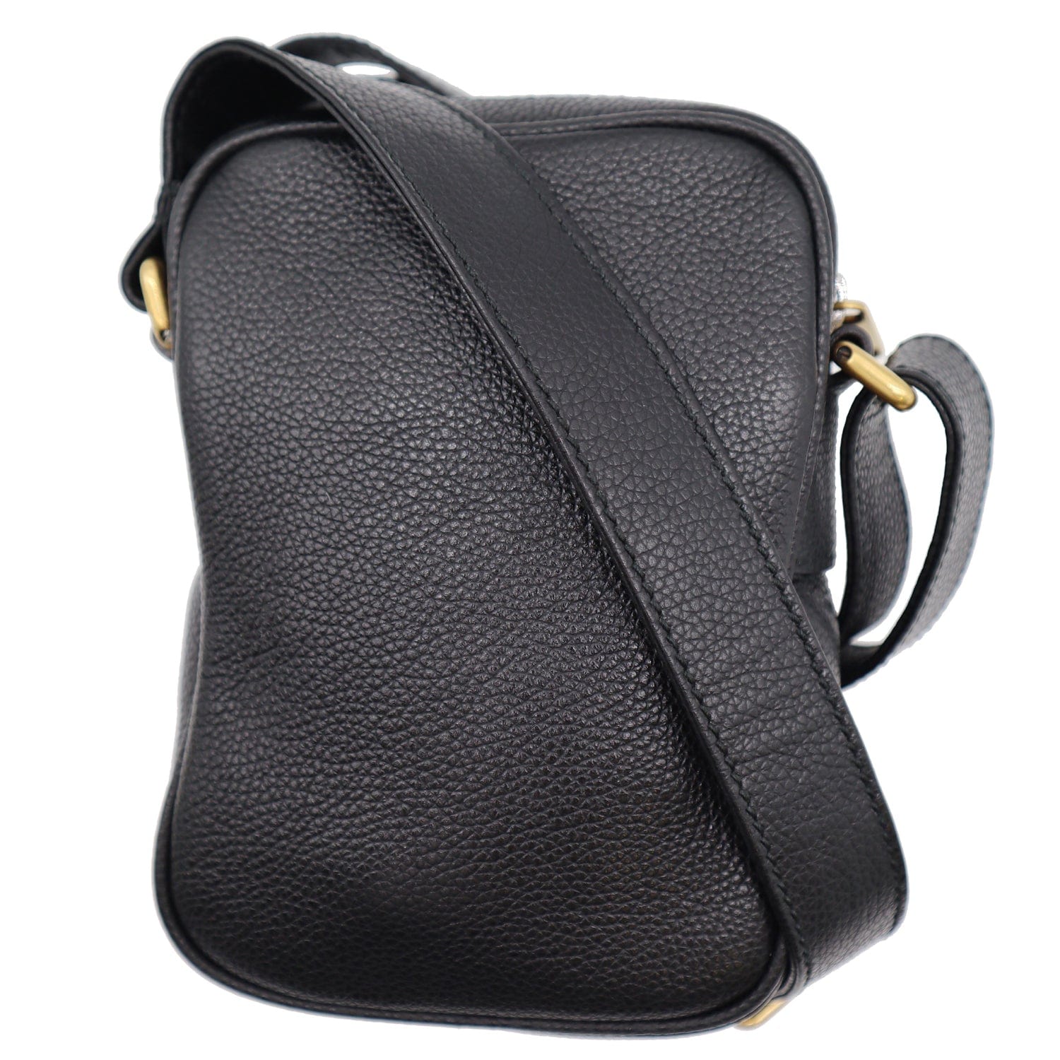 GUCCI Logo Grained  Leather Messenger Bag Black 574803