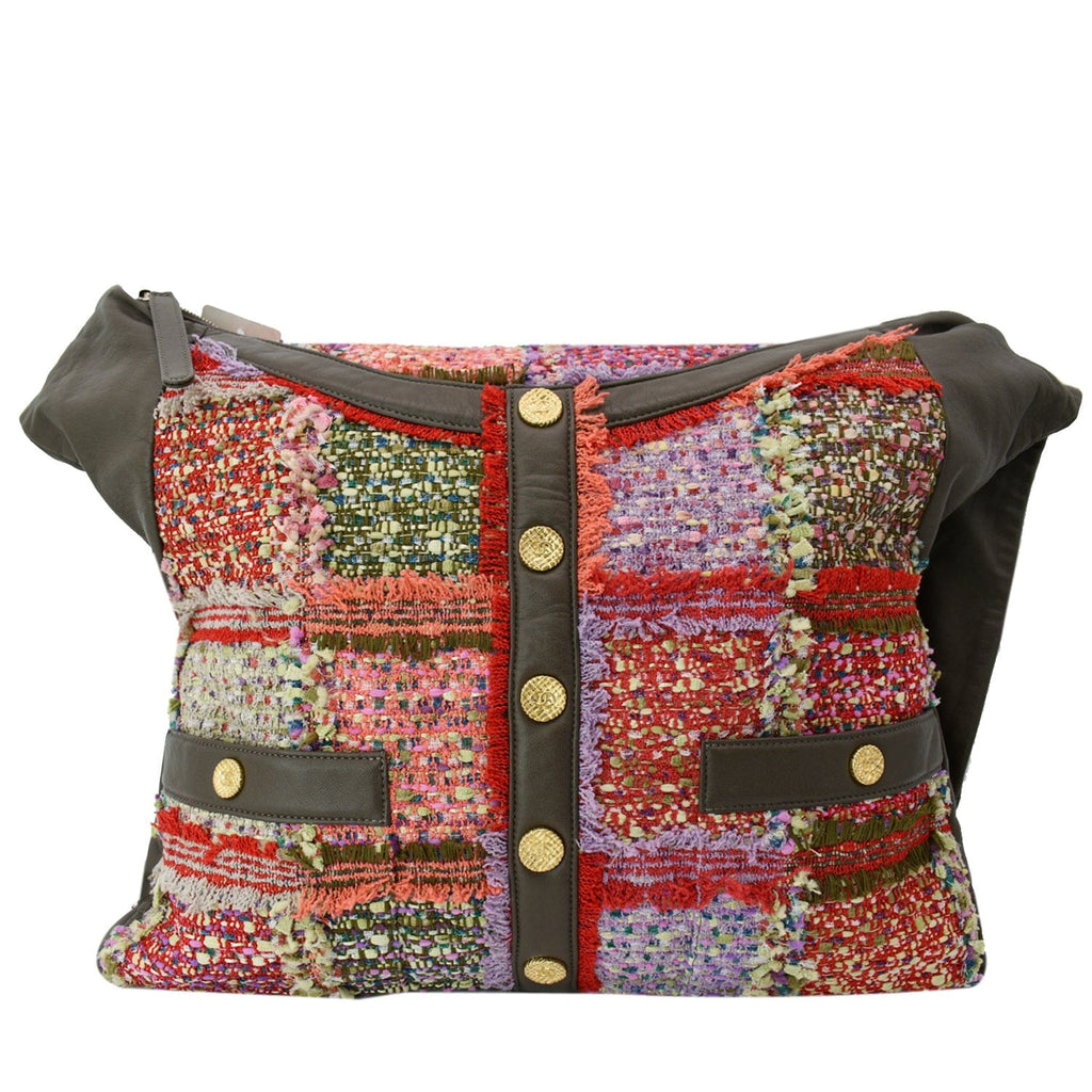 Chanel Tweed Girl Large Leather Shoulder Bag Multicolor