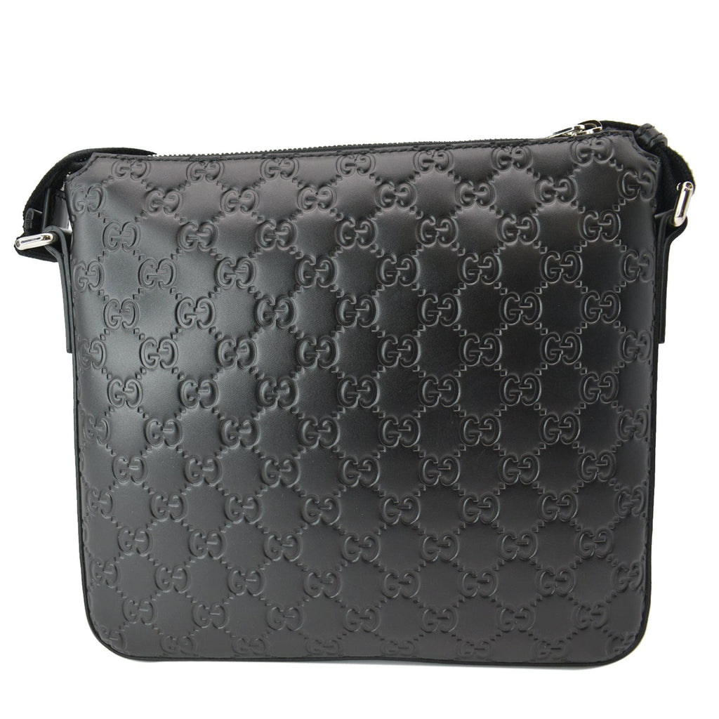 GUCCI Gucci Signature Leather Black Messenger Bag 406410