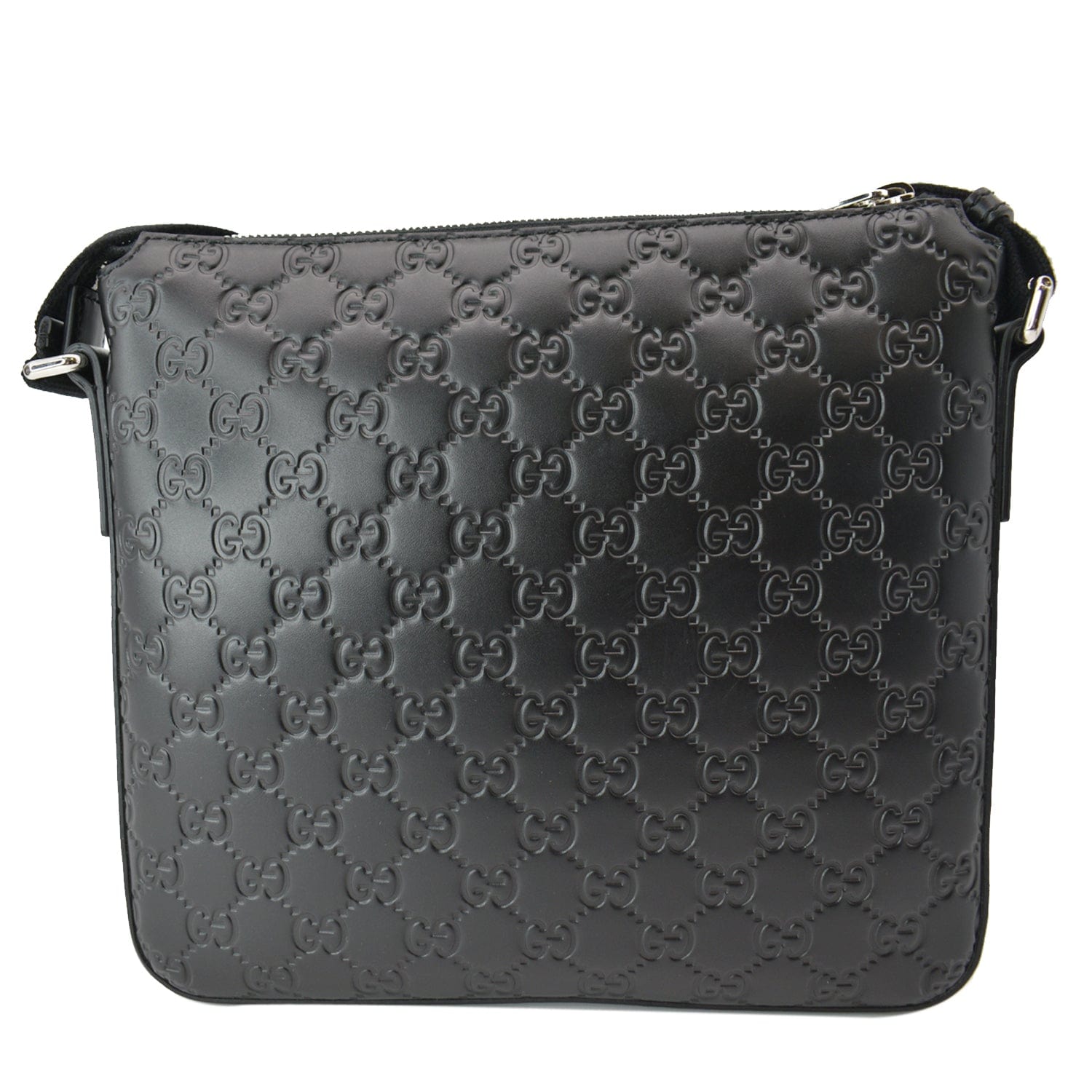 GUCCI Gucci Signature Leather Black Messenger Bag 406410