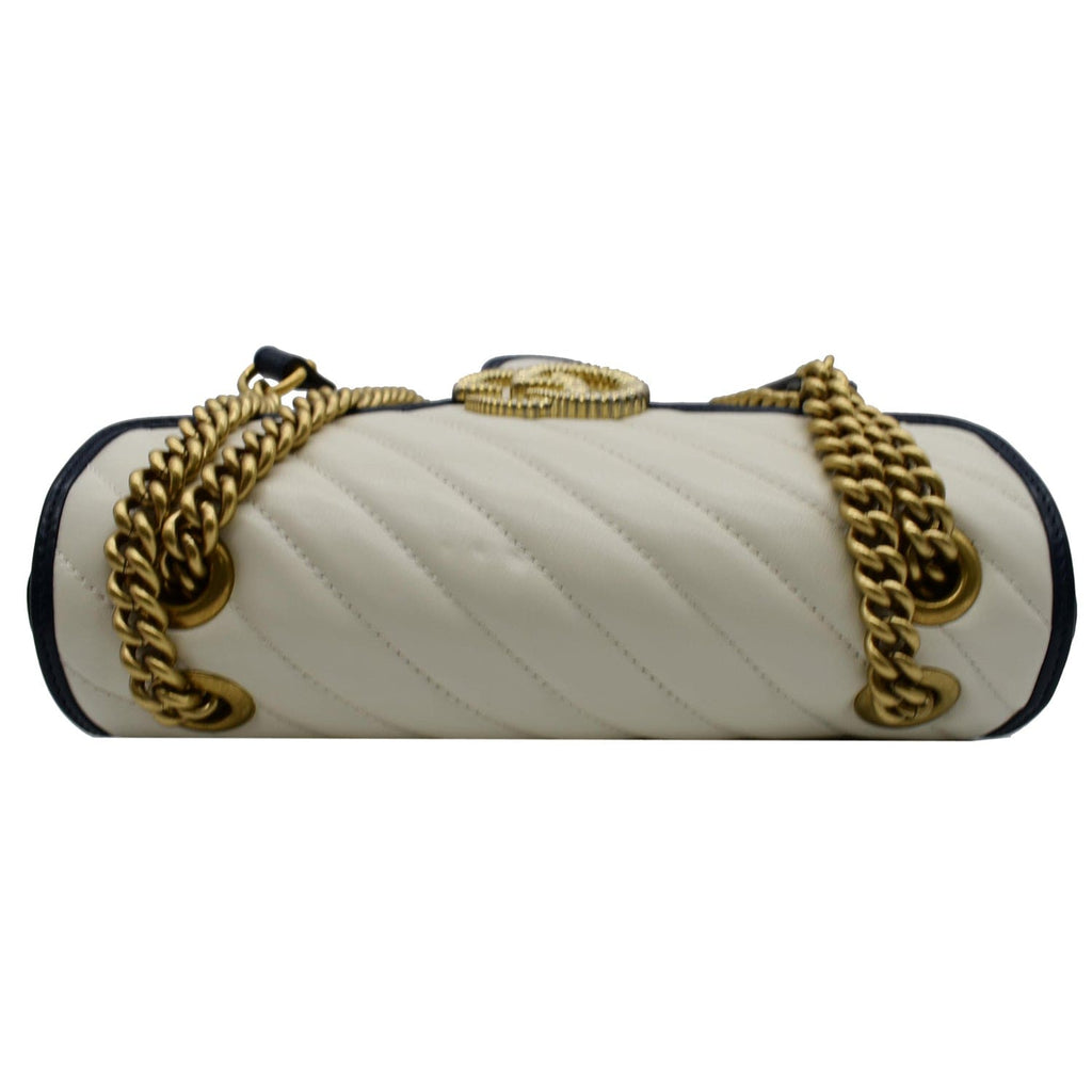GUCCI Torchon Gucci Marmont Small  Matelasse Shoulder Bag White