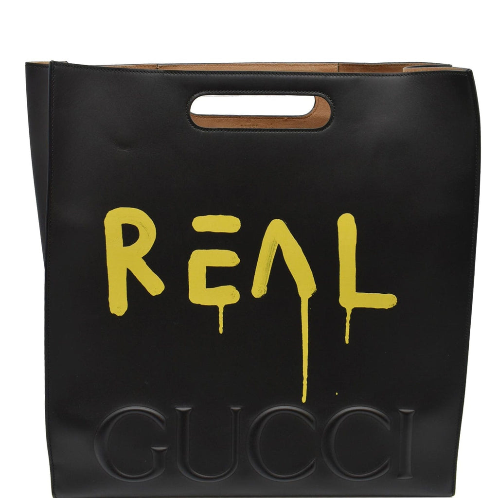 GUCCI Ghost  Large XL  Leather Tote Bag Black 415883