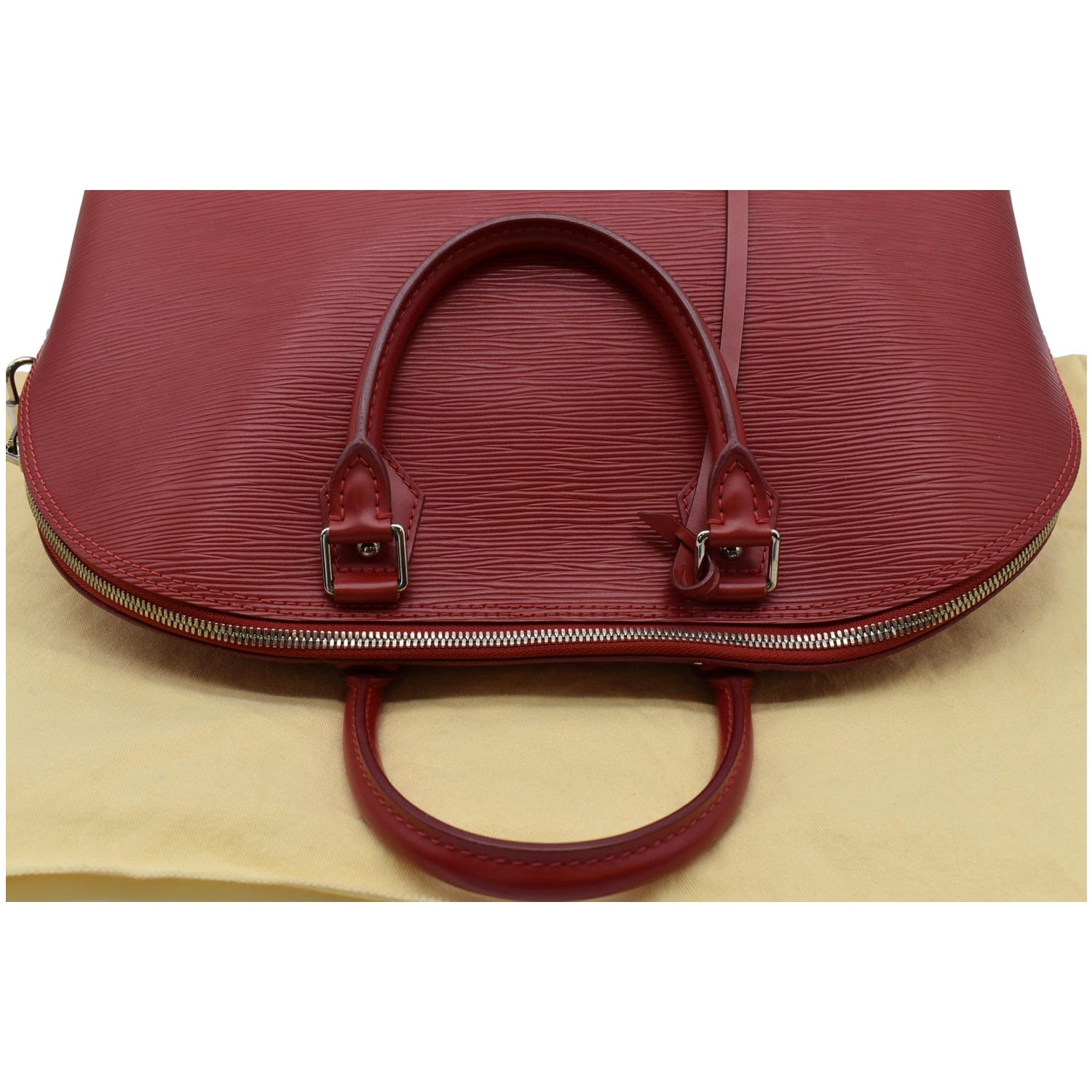 LOUIS VUITTON Alma GM Epi Leather Satchel Bag Red