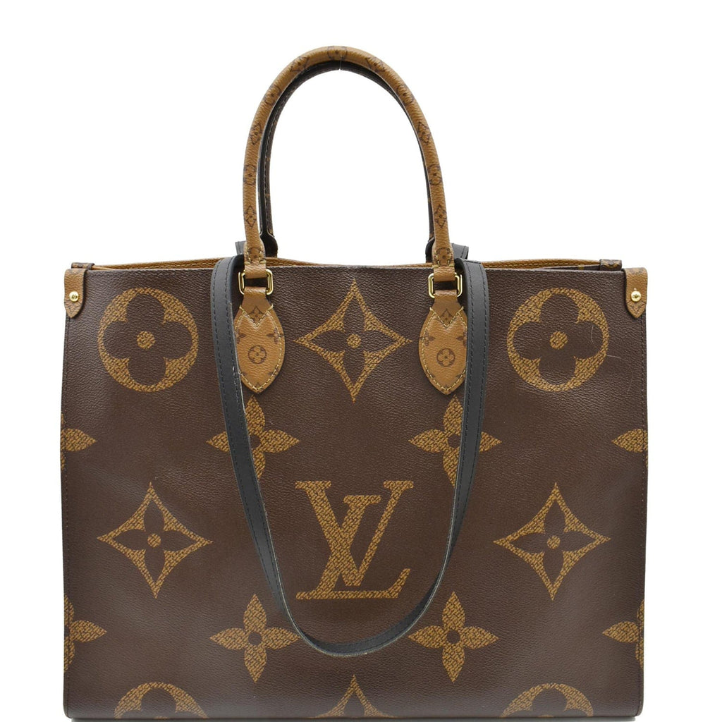 LOUIS VUITTON Onthego GM Giant Monogram Canvas Tote Shoulder Bag Brown