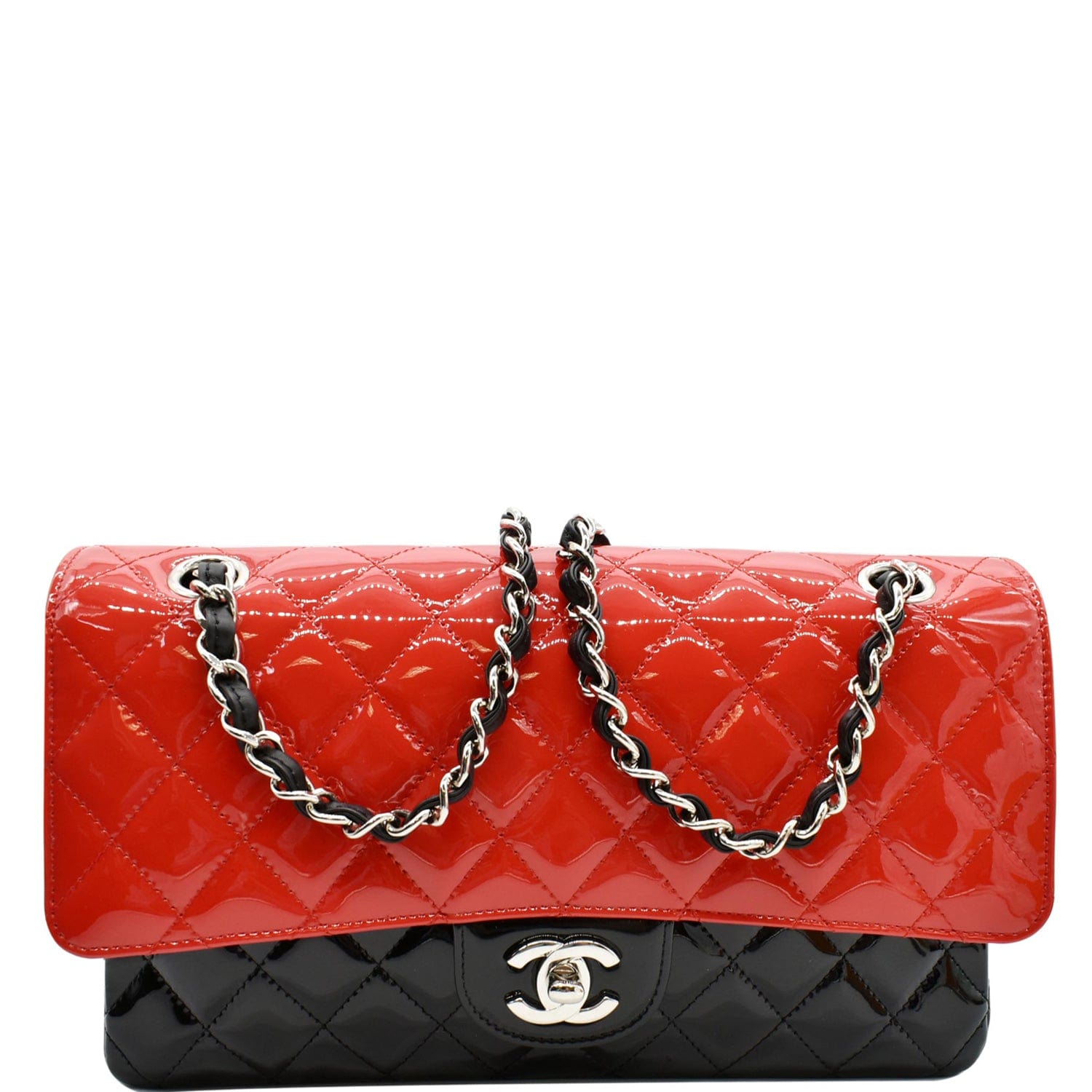 Chanel Medium Double Flap Quilted New 1:1 Rep Leather Shoulder Bag Black/Red