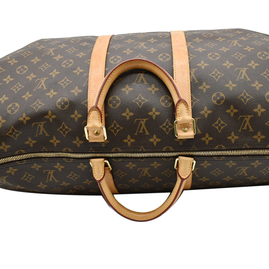 LOUIS VUITTON Keepall Bandouliere 55 Monogram Canvas Travel Bag Brown