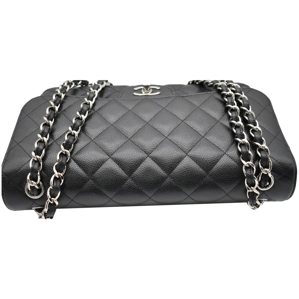 Chanel Jumbo Double Flap Caviar Leather Shoulder Bag Black- Hot Deals