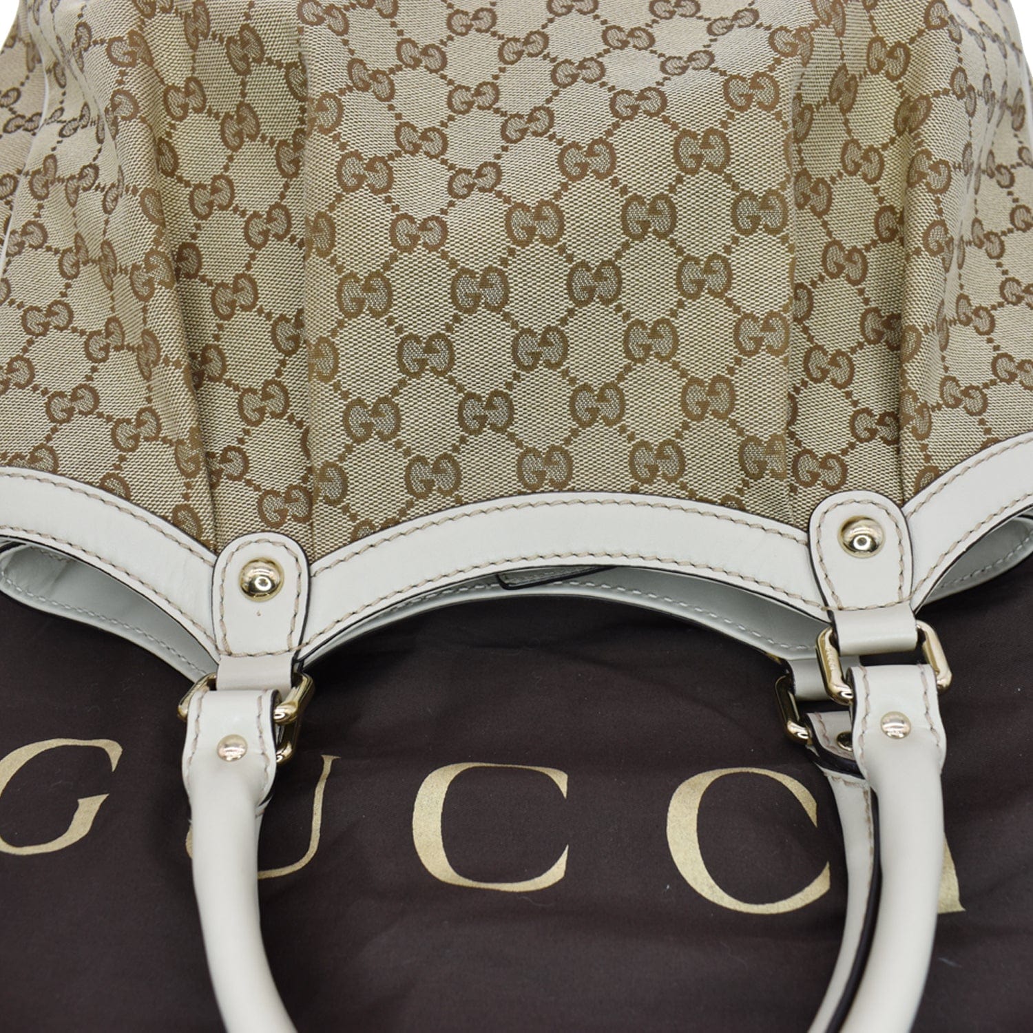 GUCCI Sukey Medium Gucci Canvas Tote Bag Beige 211944