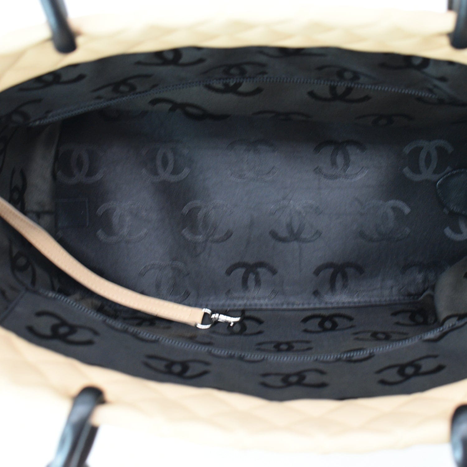 Chanel Cambon Ligne Large Quilted Leather Tote Bag Beige