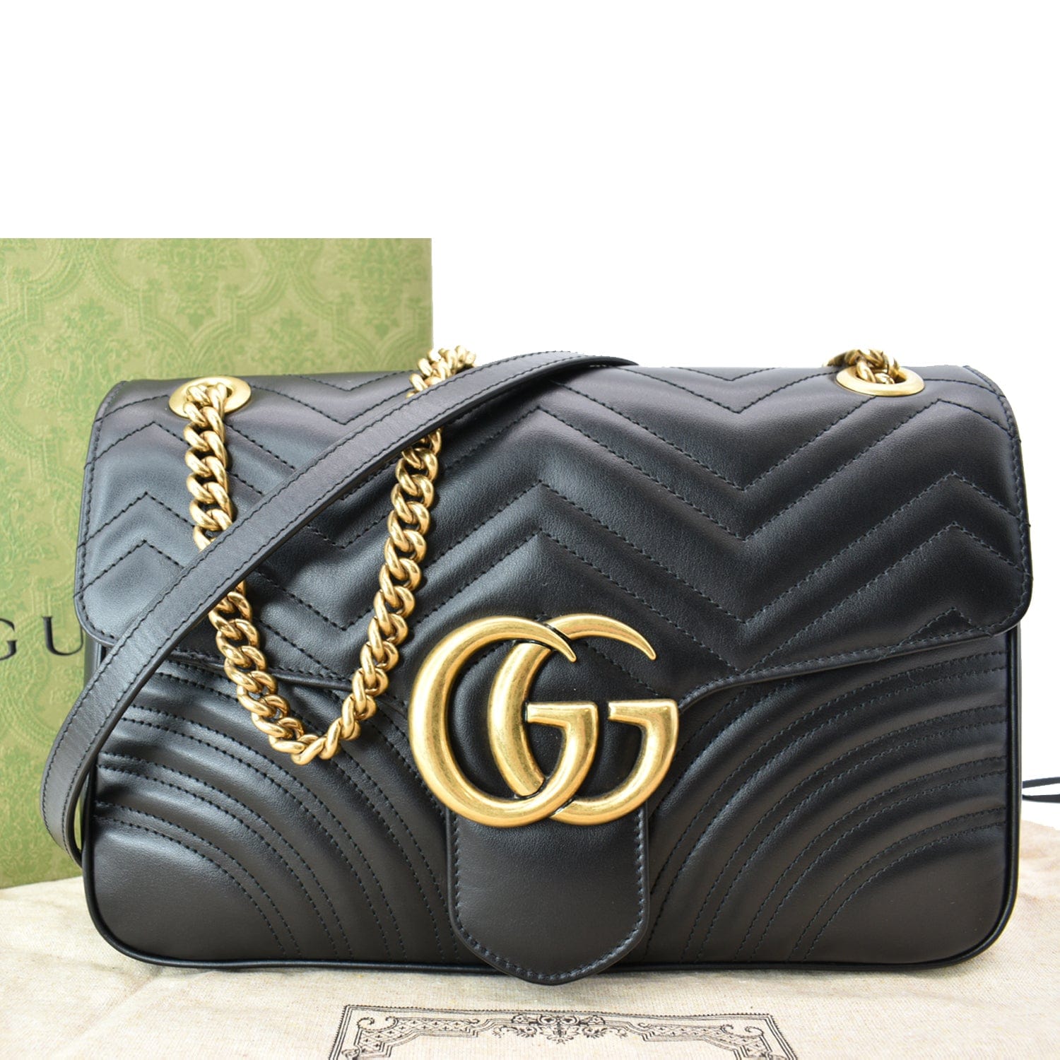 GUCCI Gucci Marmont Medium Matelasse Shoulder Bag Black 443496