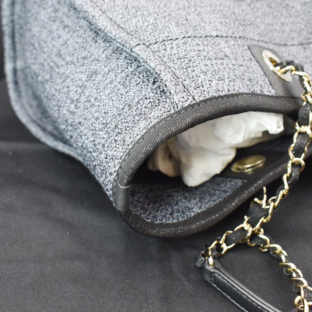 Chanel Deauville Small Lurex Boucle Canvas Tote Bag Grey