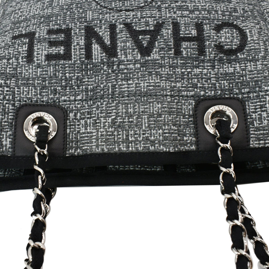 Chanel Deauville Small Lurex Boucle Canvas Tote Bag Grey