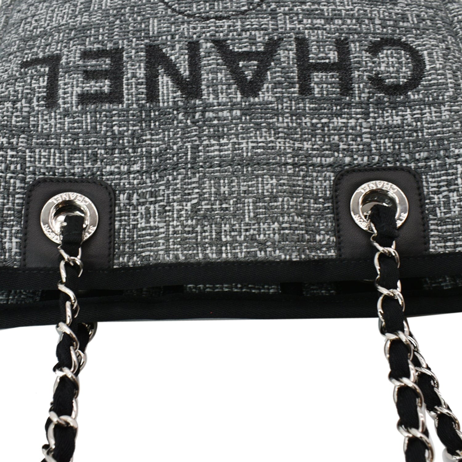 Chanel Deauville Small Lurex Boucle Canvas Tote Bag Grey