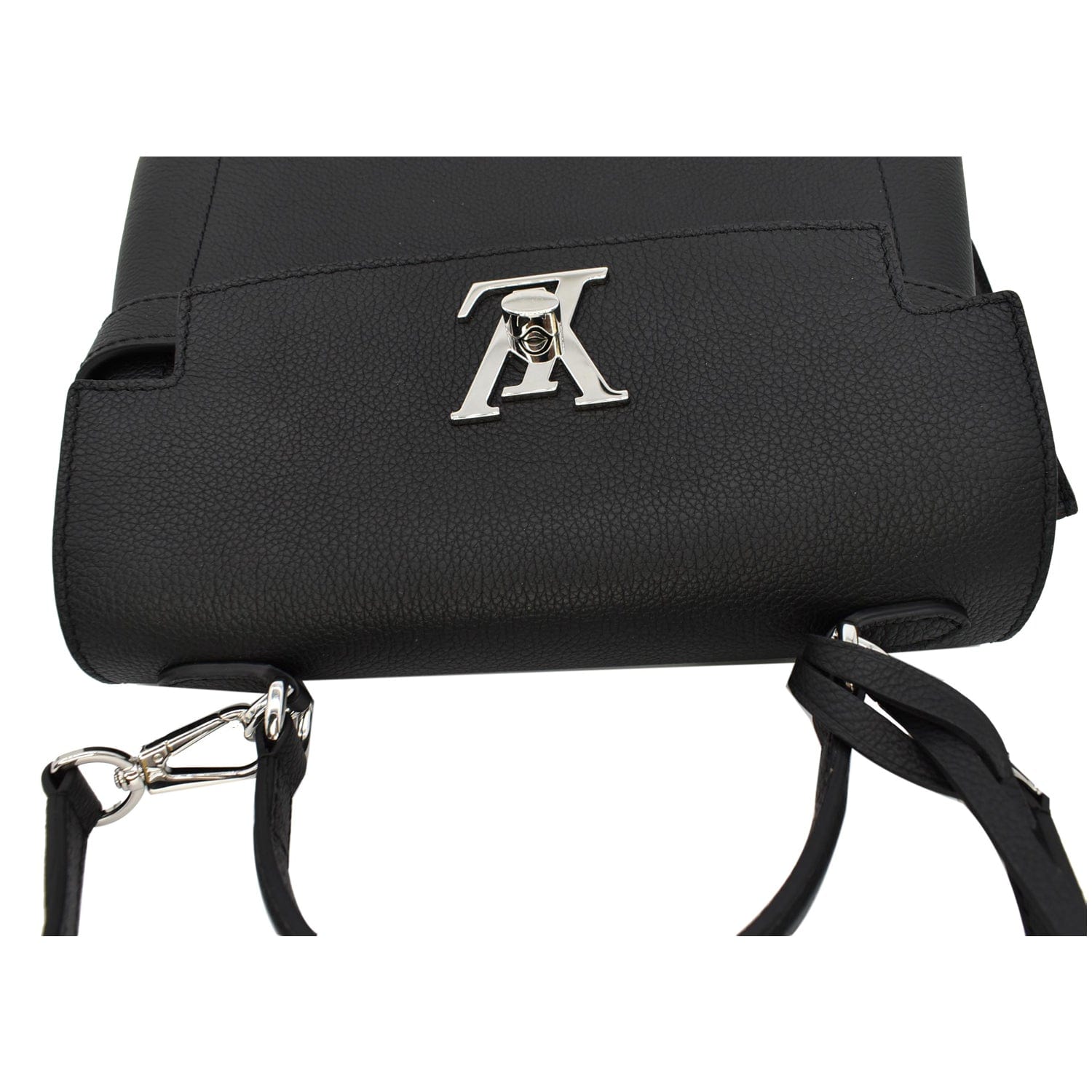 LOUIS VUITTON Lockme Ever BB Pebbled Leather Crossbody Bag Black
