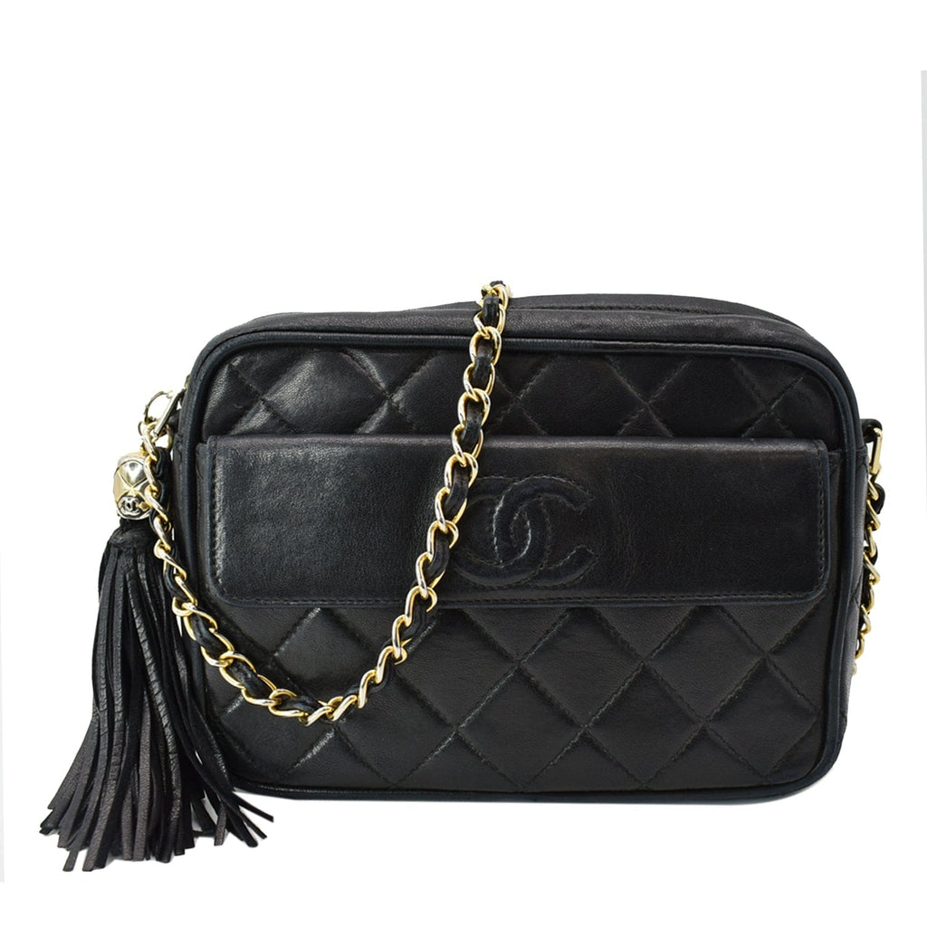 Chanel   Leather Camera Shoulder Bag Black
