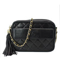 Chanel   Leather Camera Shoulder Bag Black